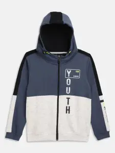 Octave Boys Blue Colourblocked Hooded Sweatshirt