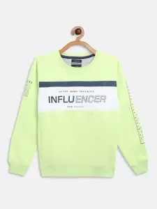 Octave Boys Green & White Typography Printed Sweatshirt