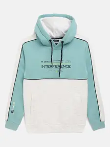 Octave Boys Teal Colourblocked Hooded Sweatshirt