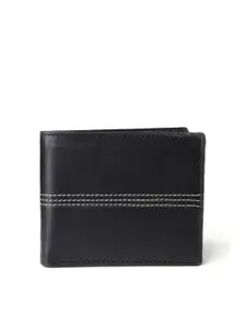 CRUSSET Men Black Woven Design Two Fold Wallet
