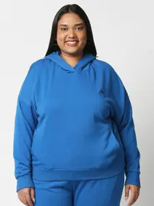 20Dresses Women Blue Solid Hooded Sweatshirt