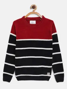 Octave Boys Maroon & Black Striped Pullover