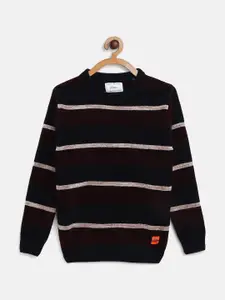 Octave Boys Maroon & Navy Blue Striped Pullover