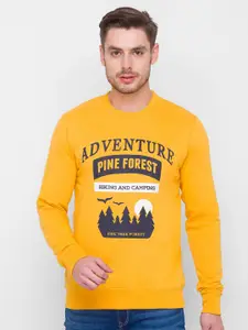 Globus Men Mustard Printed Sweatshirt