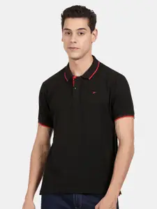 t-base Men Black Polo Collar T-shirt