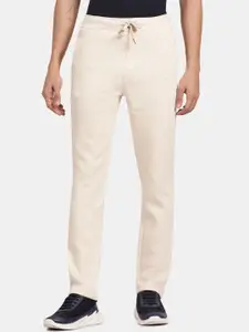 t-base Men Off-White Solid Regular-Fit Track Pants