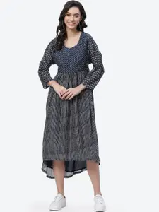 Biba Women Navy Blue Midi Dress