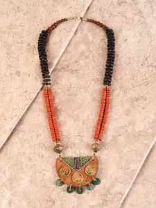 AAKRITI ART CREATIONS Orange & Brown Brass Necklace