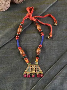 AAKRITI ART CREATIONS Orange & Gold-Toned Brass Necklace