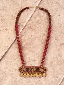 AAKRITI ART CREATIONS Pink & Yellow Brass Tribal Necklace