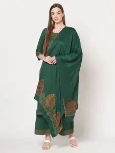 Safaa Green & Red Embroidered Acrylic Wool Unstitched Dress Material