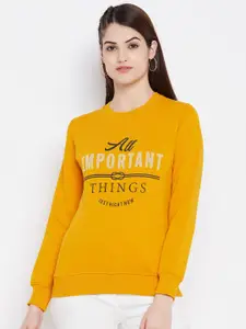 Duke Women Mustard Yellow Printed Sweatshirt