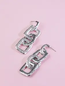 Kazo Silver-Toned Square Studs Earrings