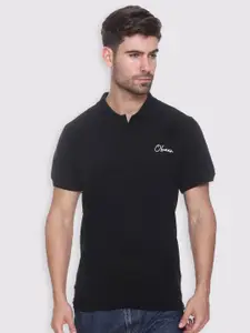 Obaan Men Black Polo Collar T-shirt