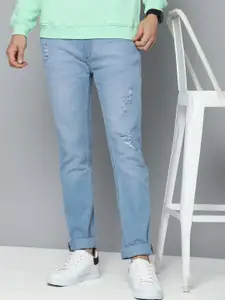 HERE&NOW Men Blue Highly Distressed Heavy Fade Stretchable Jeans