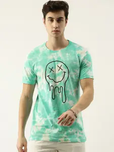 Maniac Men Green Tie and Dye Dyed Slim Fit T-shirt
