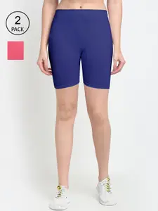 GRACIT Women Blue & Pink Pack of 2 Biker Shorts