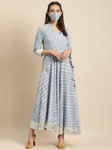 RANGMAYEE Grey Striped Ethnic Maxi Dress