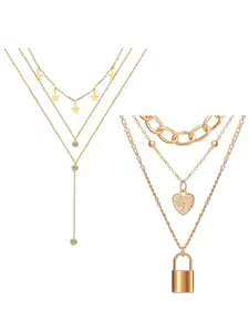 Vembley Set of 2 Gold-Plated & White Layered Necklace