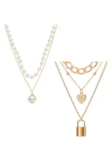 Vembley Set Of 2 Gold-Plated & White Layered Necklace