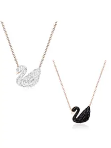 Vembley Set Of 2 Gold-Plated & White Swan Pendant Necklace