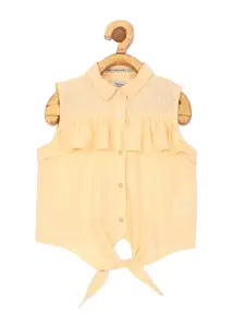 Pepe Jeans Girls Yellow Pure Cotton Casual Shirt