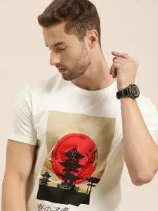 Moda Rapido Men Off White Printed Pure Cotton T-shirt