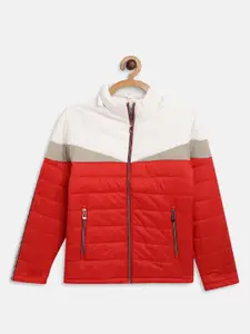 Octave Boys Red & White Colourblocked Padded Jacket