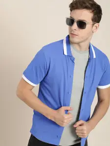 Moda Rapido Men Blue Polo Collar T-shirt