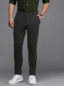 Louis Philippe Ath.Work Louis Philippe Ath Work Men Grey Striped Tapered Fit Trousers