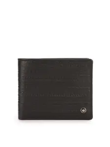 Louis Philippe Men Black Textured Leather Wallet