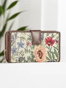THE CLOWNFISH Stella Multicoloured Floral Printed Leather Two Fold Wallet