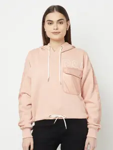 METTLE Women Pink Hooded Fleece Sweatshirt