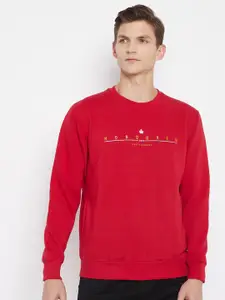 Duke Men Red Printed Sweatshirt