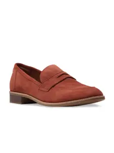Clarks Women Brown Suede Loafers