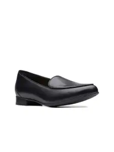 Clarks Women Black Leather Loafers