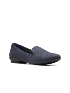Clarks Women Navy Blue Woven Design Loafers