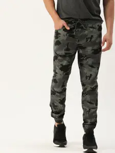 IVOC Men Grey Camouflage Printed Slim Fit Joggers Trousers