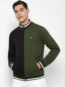 Allen Solly Men Olive Green Colourblocked Pure Cotton Sweatshirt