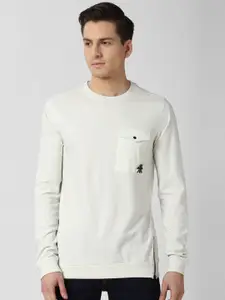 Peter England Casuals Men White Solid Sweatshirt