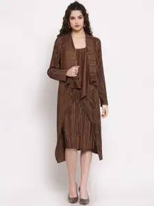 LELA Women Brown Longline Waterfall Shrug