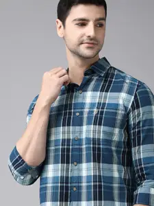 U.S. Polo Assn. Denim Co. U S Polo Assn Denim Co Men Blue & White Checked Casual Shirt