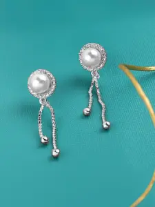 AMI Silver-Toned Contemporary Drop Earrings