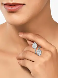 AMI Silver-Plated Cubic Zirconia Adjustable Finger Ring