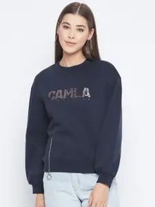 CAMLA Women Navy Blue Sweatshirt
