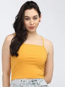 Tokyo Talkies Women Yellow Solid Crop Top