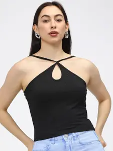 Tokyo Talkies Black Halter Neck Crop Top