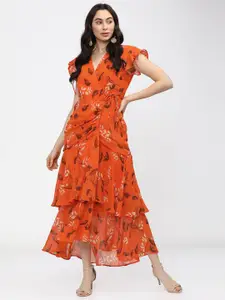 Tokyo Talkies Orange & orange soda Floral Maxi Dress