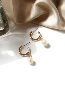 ToniQ Woman Gold-Toned Dainty Pearl Drop Earrings