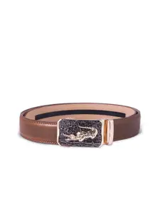 BANGE BANGE Men Yellow Textured Leather Formal Belt
